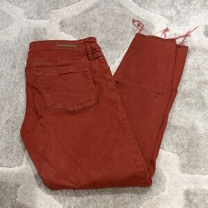 Articles Of Society Rust Cropped Frayed Hem Jeans